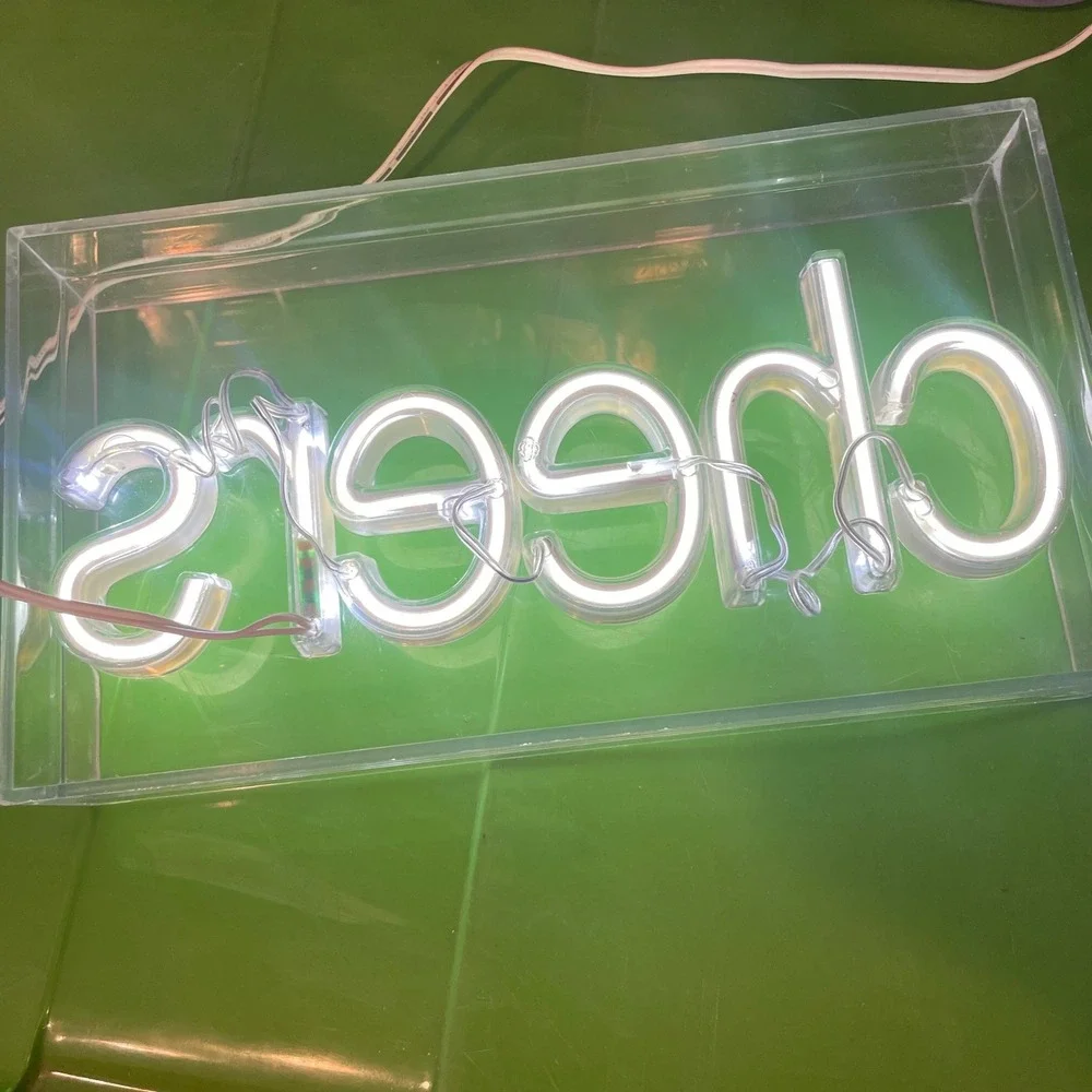 Cheers LED Sign White Light Lighted Decor Home Bar‎ Kitchen Party 9 x 5 inch